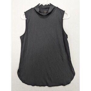 Ann Taylor Tunic Top Size‎ M Sleeveless Mock Neck Rayon Blend Black